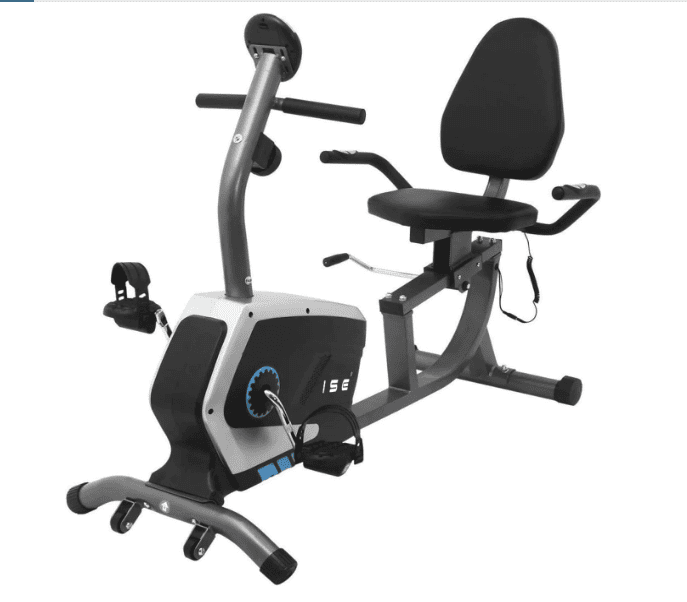 Vélo d'appartement Semi-Allongé ISE SY6801 Vélo Couché avec Frein Magnétique,Roues de transport, Capteurs d'Impulsion et Ecran LCD, 8 Niveaux de Résistance Réglables, Ise Velo Appartement