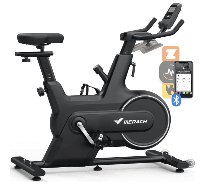MERACH Vélo d'exercice pour la Maison, vélo d'intérieur avec résistance magnétique, vélo Stationnaire Bluetooth avec Suivi des données APP, capacité de Poids de 127 KG et Support pour tablette